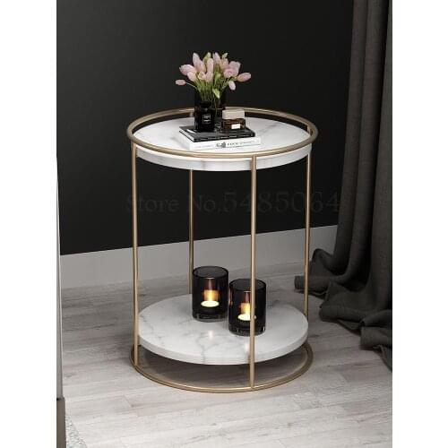 Custom Nordic Iron Table Simple Small Coffee Table Bedside Table Sofa Side Cabinet Light Luxury Corner Table Marble Side