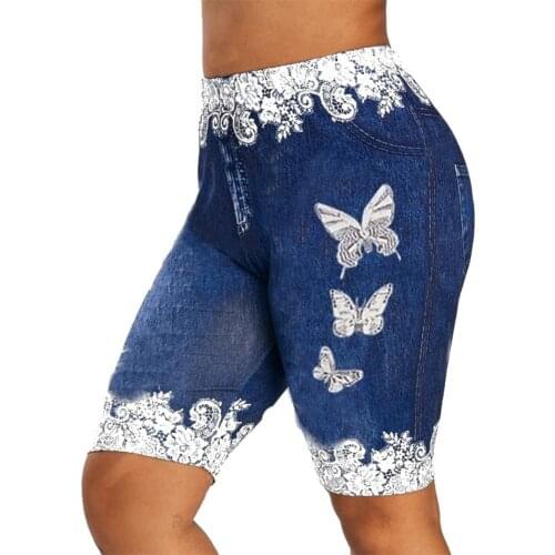 Women Fashion Lace Patchwork Butterfly Print Shorts Sports Minipants Hot Pants