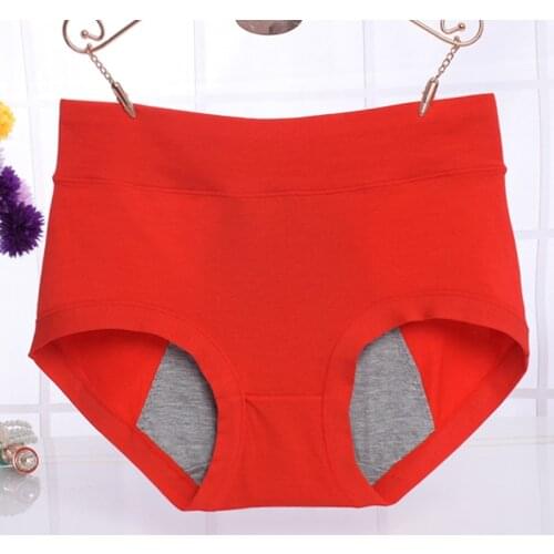 2022 Plus Size Cotton Brief Women Physiological Panty High-Waist Menstrual Period Underwear Prevent Side Leakage