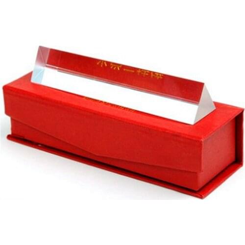 1 Pc 3cm x 3cm x 15cm Rainbow Optical Glass Triple Triangular Prism Physics Teaching Light Spectrum with The Box