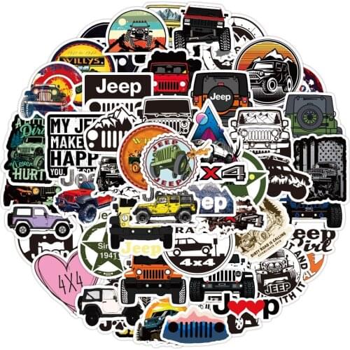 10/30/50PCS Cool Jeep Car Graffiti Cartoon Stickers Skateboard Fridge Guitar Motorcycle Luggage Classic Toy Decal Sticker Toy