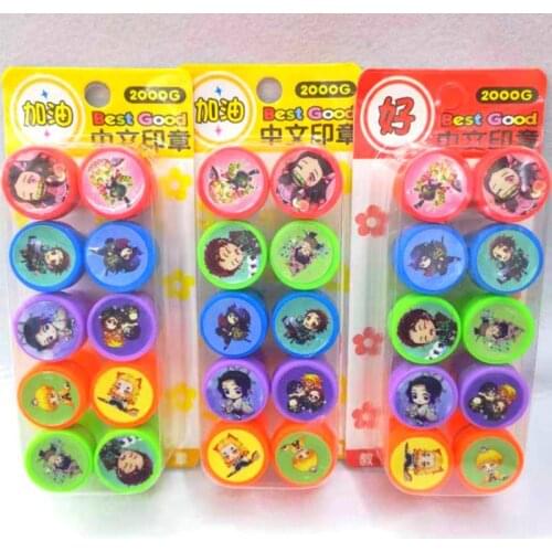 10Pcs/Set Demon Slayer Kimetsu No Yaiba Children Toy Stamps Anime Seal kids gift Kamado Tanjirou Kamado Nezuko Tomioka Giyuu