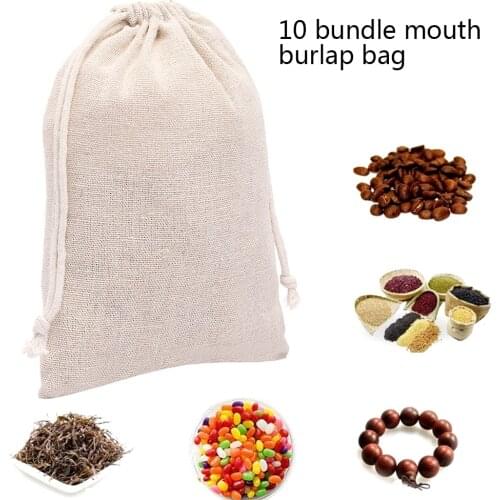 10pcs Multifunction Drawstring Calico Bags Storage Organizer Foldable Cotton Bags Gift Home Garden Candy Kitchen Storage Bag