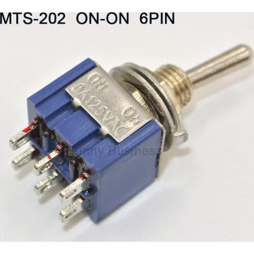 100X DPDT mini toggle switch ON- ON Chrome 6pin 6A 125V/3A 250V