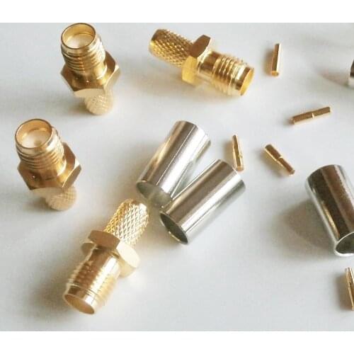 10X Pcs RF Coax Connector Socket SMA Female Jack Crimp for LMR195 RG58 RG142 RG223 RG400 Cable Plug Gold Coaxial High-quality