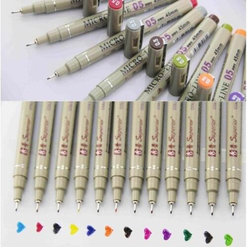 12 colors Porous-Point Pens Drawing design sketch micron pen 0.5mm fineliner Neelde Drawing Pen Supplies