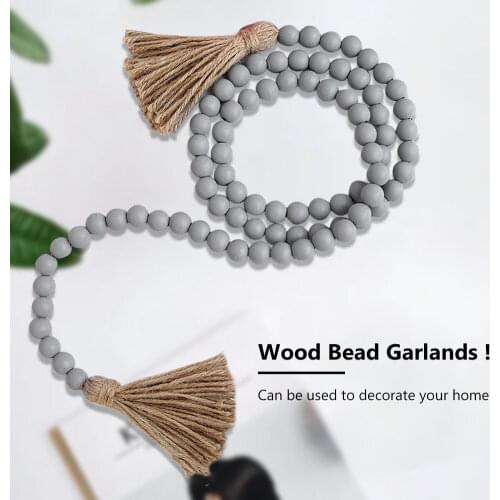 2-5Pcs Natural Wood Bead Garland Set Black Gray Natural Color Beads 5 Styles Farmhouse Wall Hanging Decor Ornaments Gift