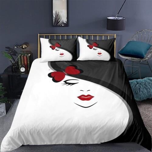 3D Lady Printed Duvet Cover Pillowcase Fashion Bedding Set Women Bedroom Single Twin Double Queen King Size Quilt Cover