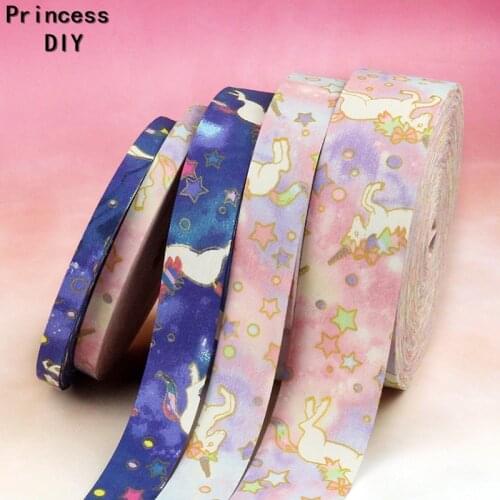 5M 10 25 40mm Animal Print Cotton Fabric Tape Unicorn Ribbon 3/8 Trim DIY Hair Bow Tie Collar Hand Craft Materia