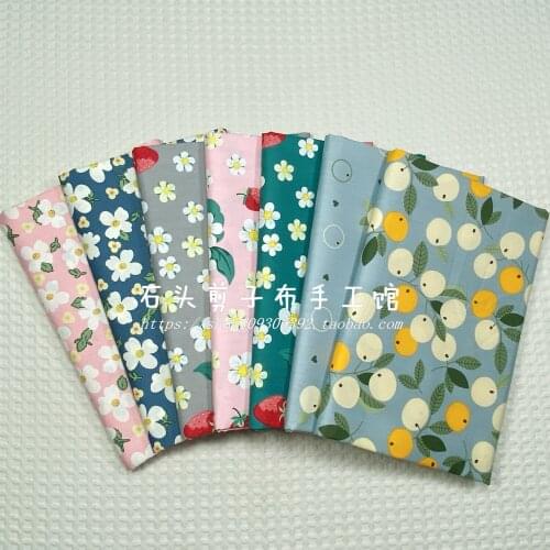 50*160cm Kumquat Strawberry Flower Orange Flower Twill Cotton Cloth Handmade Bedding Decoration DIY Tablecloth Cotton Fabric