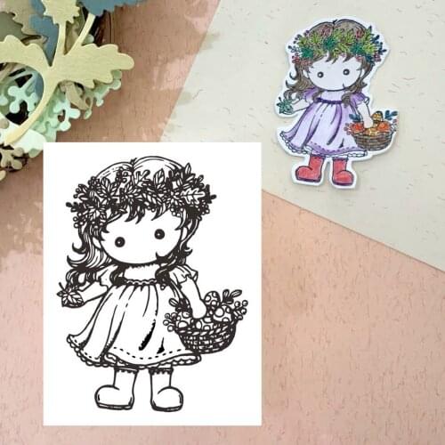 7*9 Spanish Flower Girl Transparent Clear Silicone Stamp Seal for DIY Scrapbooking Photo Album Decorative Clear Stamps Sheet