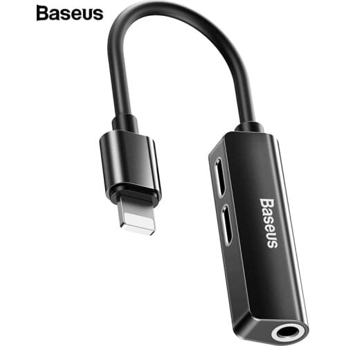 Baseus AUX Audio Adapter For Lightning to 3.5mm Jack Earphone Charging Splitter For iPhone 11 Pro XS Max Xr X 8 7 OTG Converter