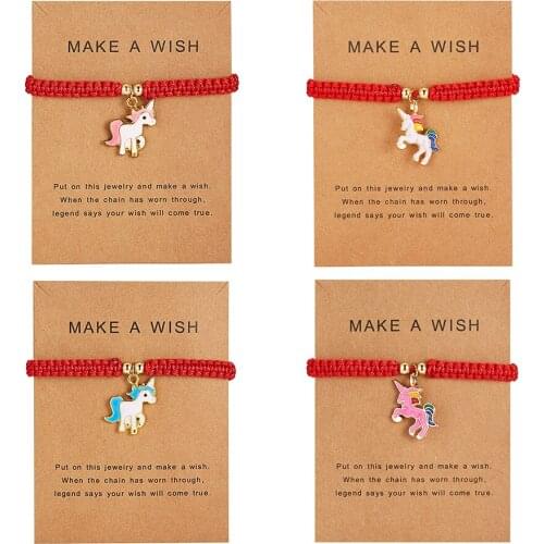Belleper Macarons Color Horse Lucky Weave Red Rope Charm Bracelet Bangle Paper Card Hot Jewelry Gifts Adjustable Wish Jewelry