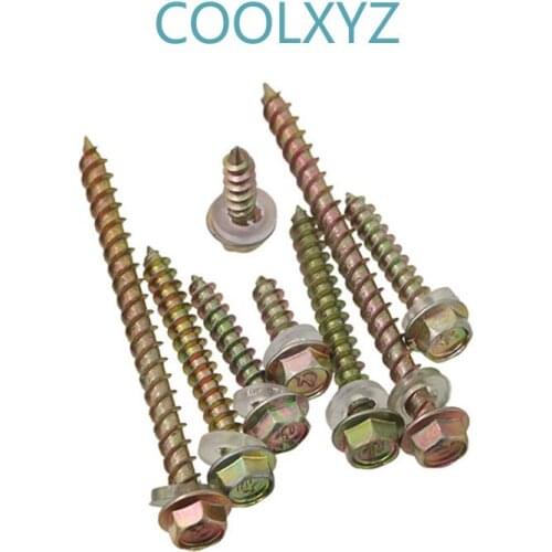 COOLXYZ Color Steel Tile Hexagon Drill Tail Self Tapping Screw Hexagon Head Drilling Screw with Collar Tapping Screws M5.2 5pcs