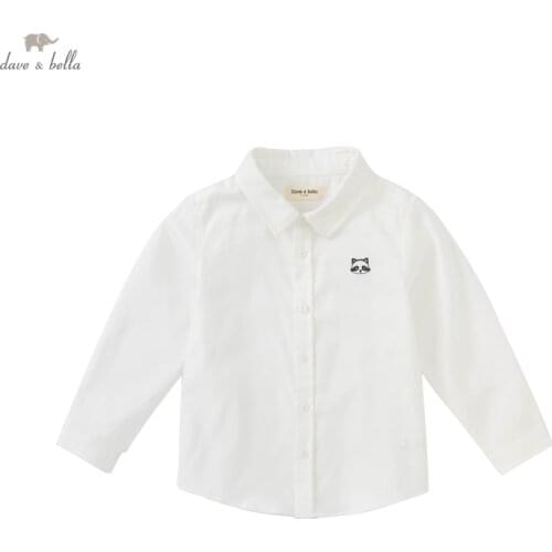 DBS18438-K dave bella autumn 5Y-13Y kids boys clothes children fashion solid shirts boys high quality fashion tees