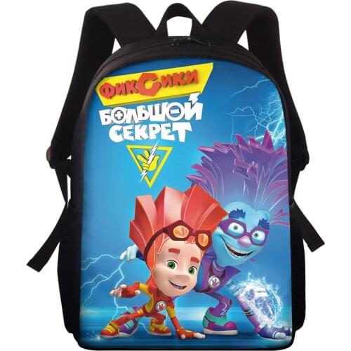 15-Inch Childrens Backpack The Fixes Pattern Kids School Book Bags Russian Cartoon Design Students School Bags
