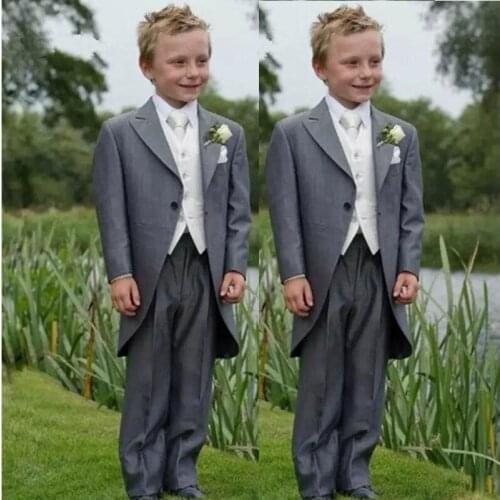 England Style Boys Tailcoat Formal Vest Blazer Suit 3PCS White Vest Wedding Suit Children Graduation Clothing Set Wedding Suits