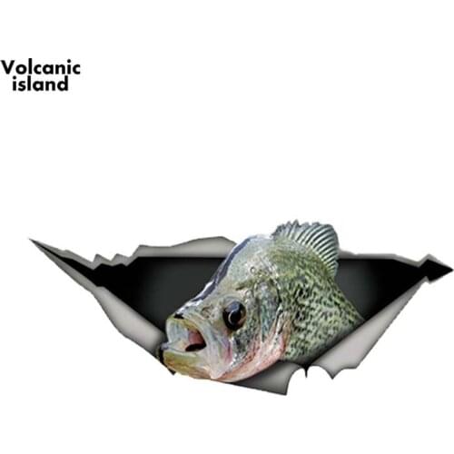 HotMeiNiCrappy Sticker Torn Metal Decal 3D Reflective Car Styling Waterproof Car Sticker Funny Fish Decals 13cm x 5.4cm