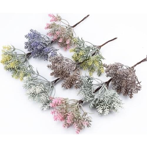 6 Pieces Artificial plants decorative flowers wreaths christmas tree vases for home decor wedding brooch diy fake plastic flower