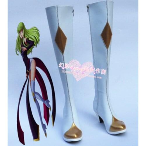Code Geass C.C. Halloween White Long Cosplay Shoes Boots H016