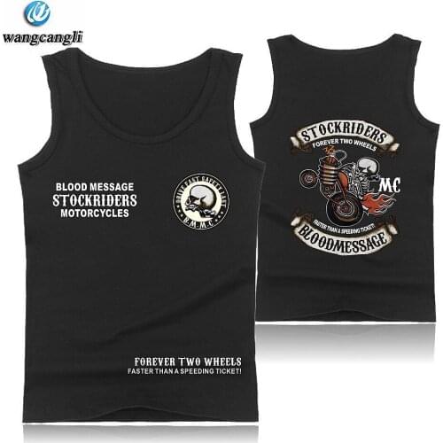2021 Skull Stockriders Motorcycle Cotton Tank Top Men Skull Locomotive Bodybuilding Sleeveless Shirt Boys Gym Vest Tank Clothes