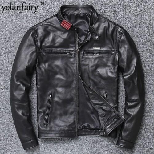 2020 Leather Jacket Men Korean Fashion Real Leather Jacket Men Spring Autumn Sheepskin Coat Mencuero Genuino 1811 Pph350