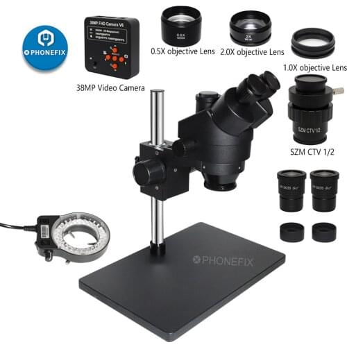 3.5X - 90X Simul-focal Trinocular Stereo Microscope + 38MP Digital USB Microscopio Camera For Phone PCB Soldering Phone Repair