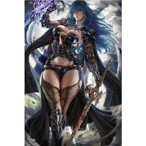 Sexy Woman Warrior Wall Poster Custom Cartoon Japanese Girl Canvas Paintings Game Lover Art Print Hanging Pictures for Bedroom