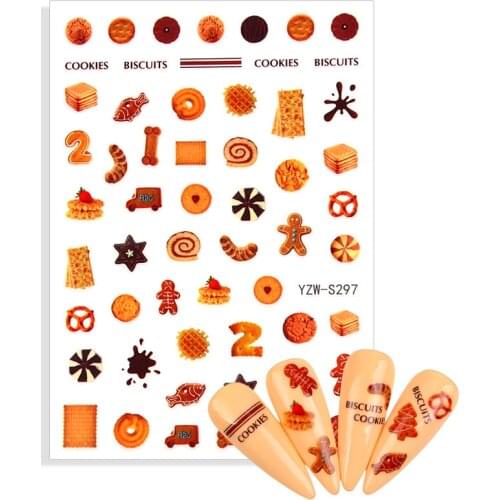 2021 New Cookies Nail Stickers Cute Cartoon Adhesive Foil Decals For Nails Christmas Decals Anime Santa Claus Elk For Manicure