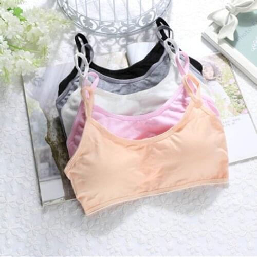 New Girls Training Bra Teenage Kids Soft Breathable Cotton Underwear Tops Clothing Solid Young Girls Puberty Underwear Kid Cloth