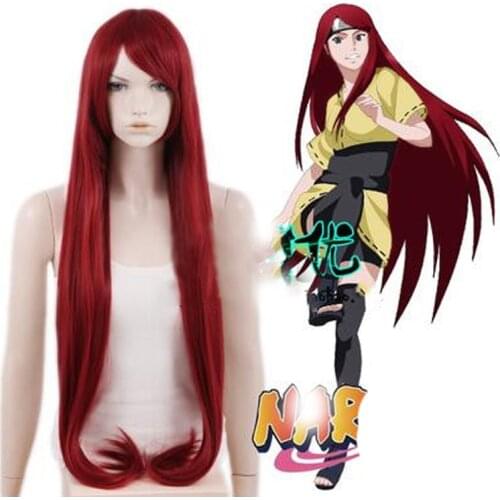 Anime Kushina Uzumaki Long Red Synthetic Hair Full Bangs Cosplay Wig + Wig Cap