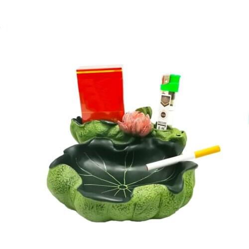 Pastoral Retro Lotus Shape Ashtray Creativity Desktop Decoration Organize Storage Green Plant Ashtray