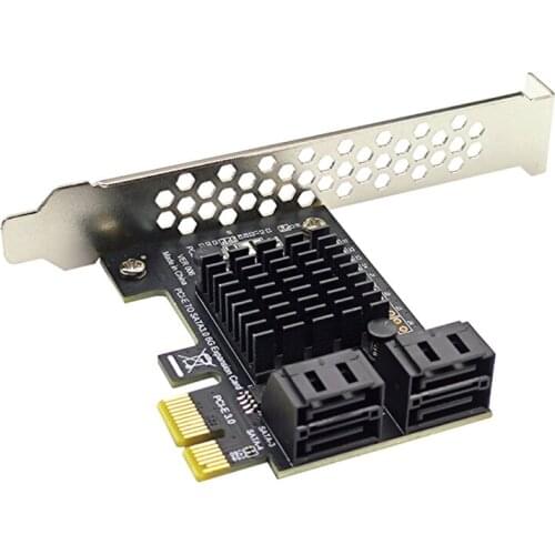 PCI-E GEN3 to SATA3.0 Expansion Card 4-Port 6G Adapter Card Expansion IPFS Hard Drive ASM1064