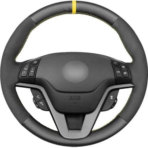 Hand-stitched Black Artificial Leather Suede Car Steering Wheel Cover for Honda CR-V CRV 2007 2008 2009 2010 2011