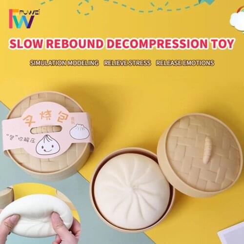 PUWEI Fidget Toys Steamed Stuffed Bun Simulation Novelty Decompression for Adults Anti Stress Relief Soft Children Squeeze Toys