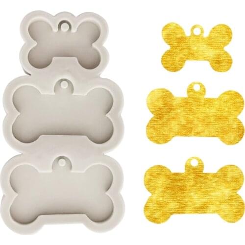 Crystal Epoxy Resin Mold Dog Tag Bone Shaped Keychain Casting Silicone Mould DIY Crafts Decoration Key Chain Pendant Making W0YA