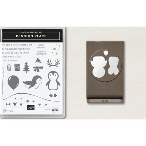 PENGUIN PLACE Stencil For Scrapbooking DIY Decoration Paper Card Embossing Handmade Craft Die Clear Stamp And Cutting Dies