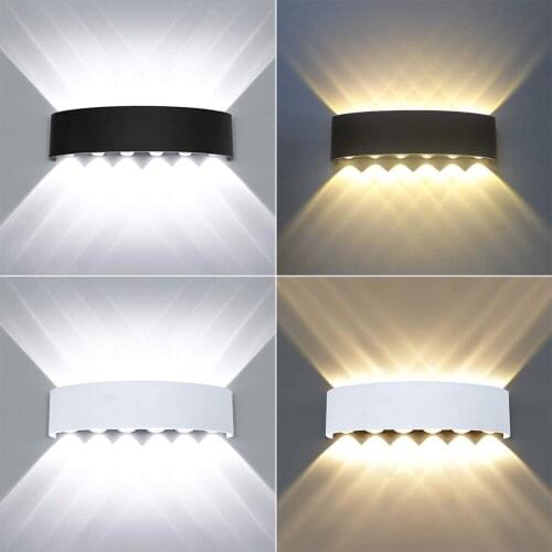 Led Wall Lamp Aluminum Indoor Outdoor IP65 Waterproof Up Down Wall Light for Home Stair Bedroom Bathroom Corridor Lighting 12W