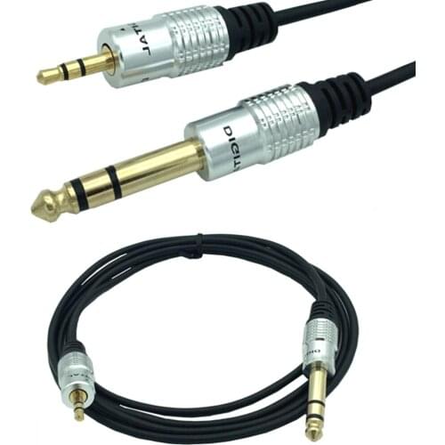 6.35mm 1/4 Inch Stereo Male to 3.5mm Male Stereo Jack Headphone Extension Cable 180cm 6Ft Large Headphone Jack Adapter