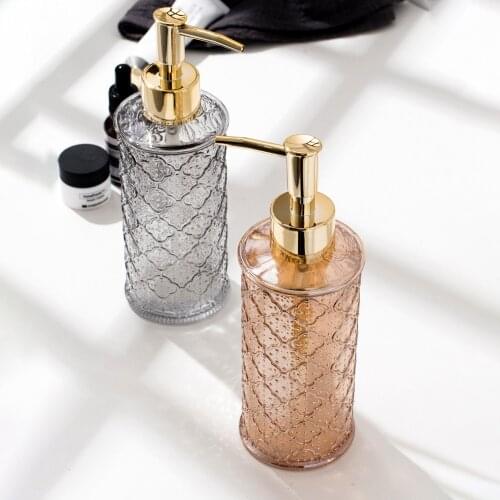 Bathroom 280ml Soap Dispenser Simple Amber Grey Glass Empty Refill Sub-bottle Ins Hair Conditioner Hand Washing Shampoo Bottles