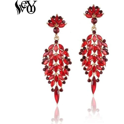 VEYO Luxury Crystal Drop Earrings Elegant Party Bridal Dangle Earrings For Women Gift New