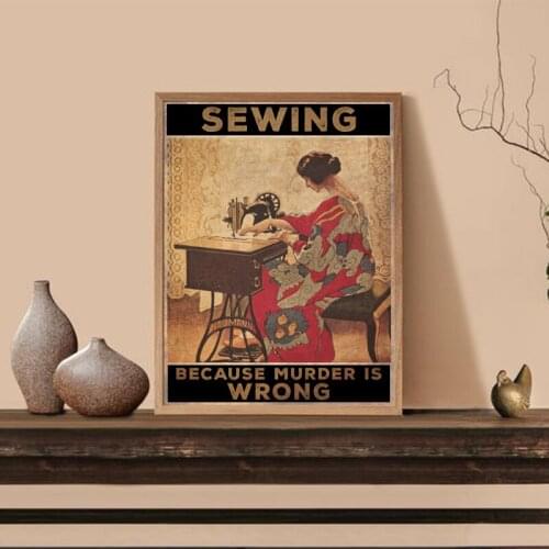 Sewing Quote Vintage Posters Prints Canvas Painting Grandma Mom Gifts Sewing Wall Art Pictures Craft Room Sign Home Decor