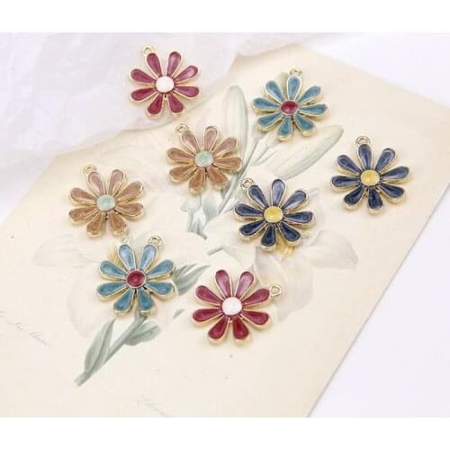 6pcs Korean Style Cute Flower Earrings for Women 2020 Alloy Drop Oilpendant Material Diy Jewelry Accessories Earrings Wholesale