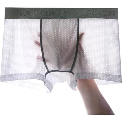 Item Fabric: Ice Silk Sexy Men Ice Silk Mesh Breathable Underwear Shorts Boxer Briefs Trunks Underpant