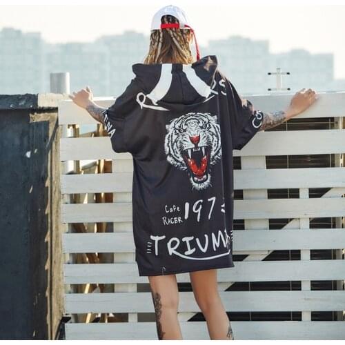 2020 Long Top Summer Streetwear Tiger Europe Fashion Street Female Loose Printing Long T-shirt Women Short Sleeve O-Neck Pullove