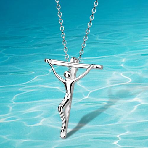 Fahsion decoration Silver color necklaces, crucifix pendant Jesus accessories, Fashion trends womens process jewelry gift