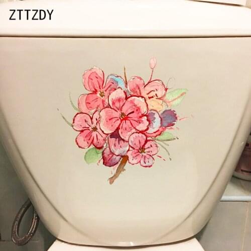 ZTTZDY 22.6*21.2CM Hydrangea Cartoon Bathroom Decor Toilet Sticker Wall Decal Room Decoration T2-0635
