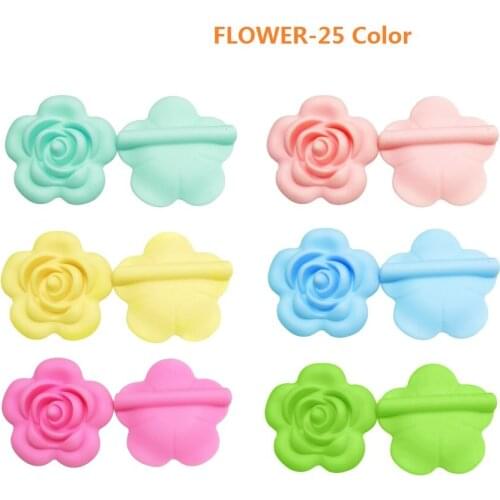 Joepada 1Pc Baby Teether Rose Flower Baby Teething Beads BPA Free DIY Baby Teething Pacifier Chain Oral Care Toy Silicone Beads