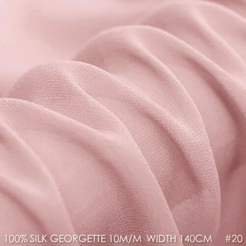 100% SILK Georgette Fabric Pure Silk Fabric 10 momme 140cm Width Wedding Dress Silk Gauz Fabric Free Shipping Pale Pink Color 20