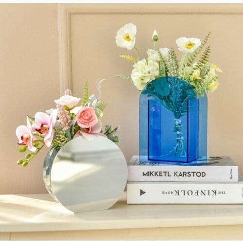 2021 New Colorful Acrylic Vase Living Room Ins Designer Transparent Illustration Decoration Desktop Decoration